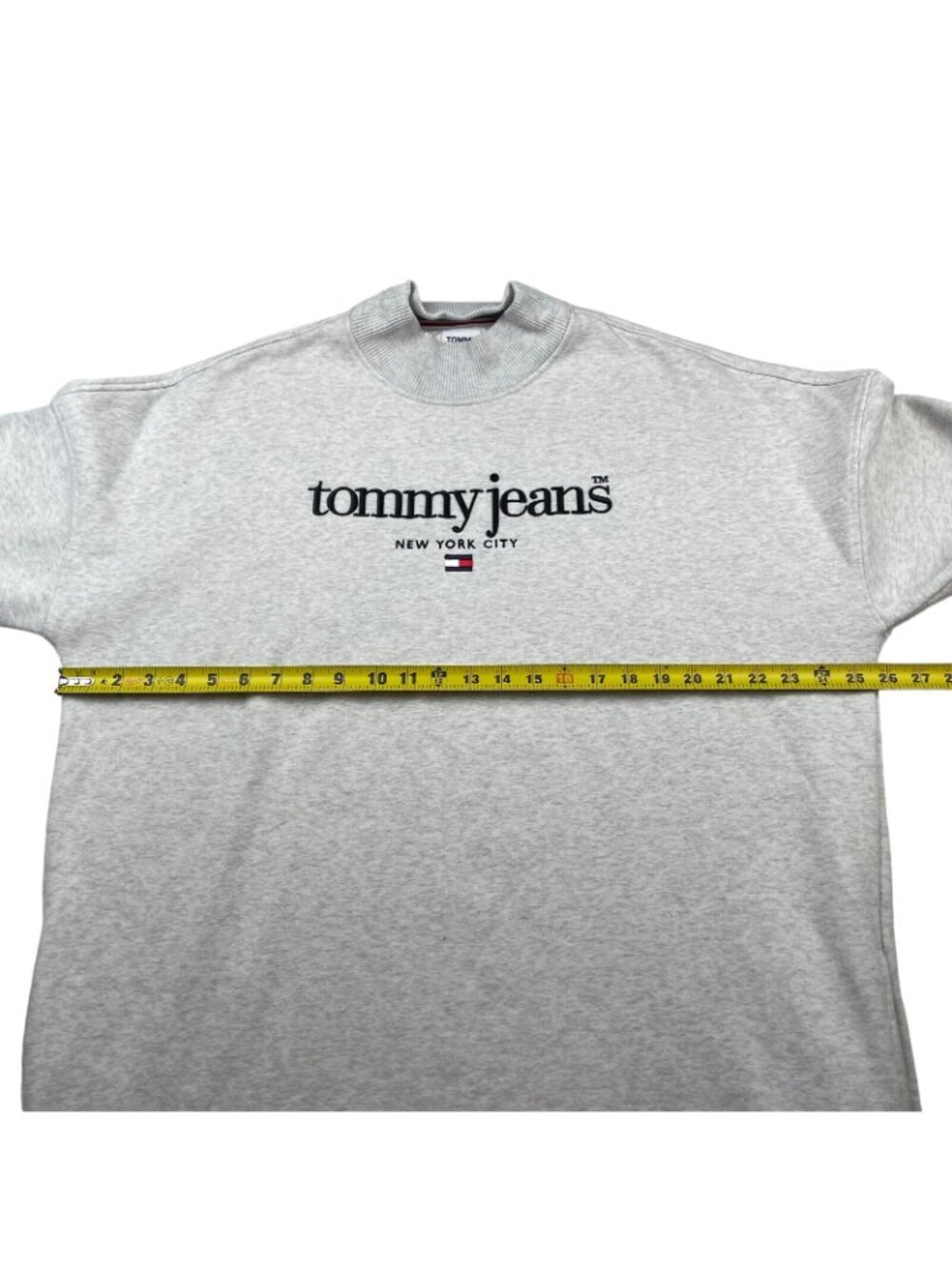 VTG Tommy Jeans Women's Mock Neck Sweatshirt Dress Light Heather Gray • Large - Picture 7 of 8
